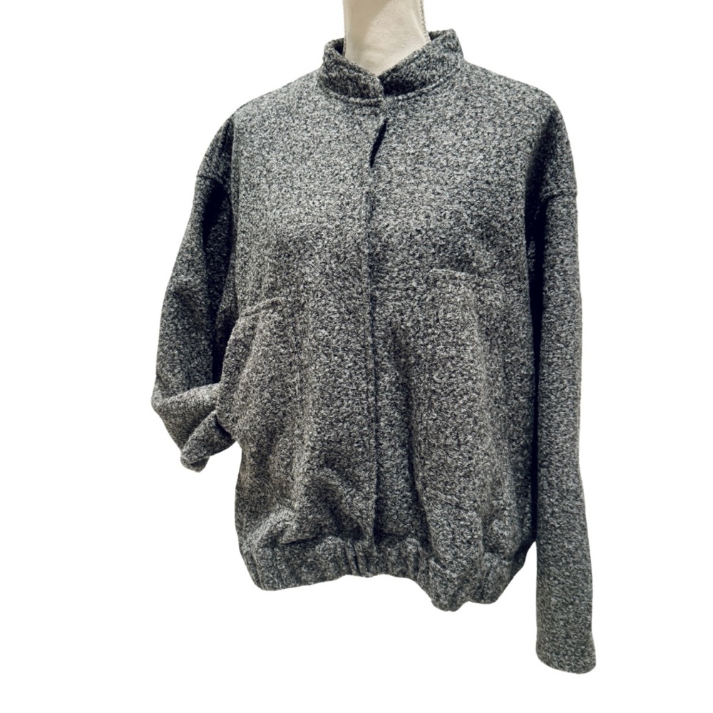 NWOT Women’s Oversized Bomber Jacket | Dark Gray Button Down + Pockets (L) - Picture 6 of 14